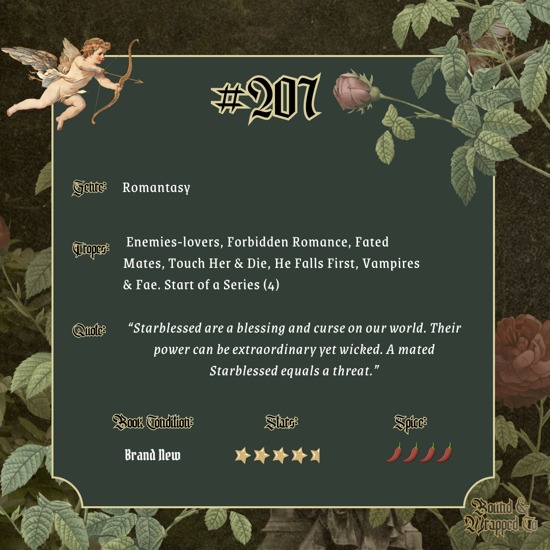 Fantasy-themed book cover with angel, roses, and text on a dark background